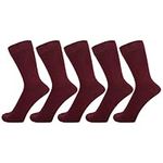 ZAKIRA Finest Combed Cotton Dress Socks in Plain Colours for Men, Women - 5 Pack, 6-10 (UK), Burgundy