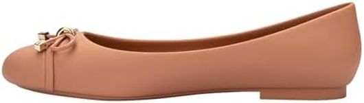 Melissa Doll V Jelly Flats for Women - Soft & Flexible Ballet Flats for Women, Bow Applique, Slip-on Closed-Toe Women’s Jelly Shoes, Dark Beige, 10