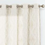 jinchan Linen Textured Curtains for Living Room Embroidered Design Window Curtains Light Filtering Flax Linen Look Window Treatment Set for Bedroom Grommet Top 2 Panels 84 Inch Length Beige