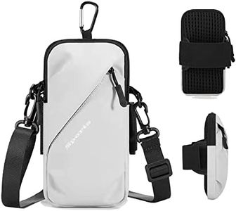 Phone Holder Arm Bands, Small Crossbody Shoulder Holsters Bag with Arm Band, Fits iPhone and All Cell Phones, Use for Running, Walking, Hiking & Biking (Plus Size,Grayish White)