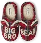 Dearfoams Unisex-Child Lil Bear Slipper, Big Bro Tartan Plaid, 11-12 Toddler