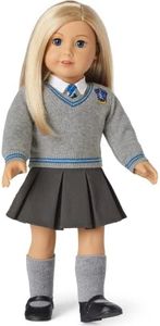 American Girl Harry Potter Ravenclaw 3-Piece Set for 18-inch Dolls with Blue-and-Silver-Trimmed Gray Sweater, Satin tie, and Blue-and-Silver Knit Scarf Featuring The Ravenclaw Crest