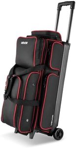 VEVOR Bowling Ball Bag, 3 Ball Double Roller Bowling Bag with Wheels, Featuring a Separate Compartment for Shoes (Up To US Size 16) & Oversized Accessory Pocket, Retractable Handle Extends to 41.34 in