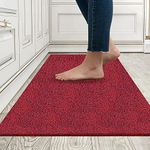 Motella Crafts Non-Slip Rectangular Floor Mat Pvc Cushion Noodle Kitchen Rug Mats With Rubber Back Looped Entrance Mat For Home Balcony Dirt Traper Foot Mat Bathroom Area Rug (2X3 Ft, Red Black)