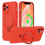 ZHK Liquid Silicone Designed for iPhone 11 Pro Max Case with Magnet Stand, [Precise Camera Lens Protection][Mil-Grade Drop Shockproof][Soft Anti-Scratch Microfiber Lining] Slim Fit Cover, Red