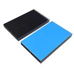 2Pcs Aluminum Heatsink Kit 100x60x10mm/ 3.93x2.36x0.39inch with Thermal Conductive Adhesive Tape, Black Cooler Heat Sink Cooling for Smartphones Routers Hard Drives Game Consoles LED Amplifiers