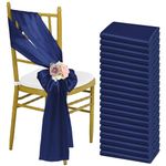 50 PCS Satin Chair Sash Chair Decorative Bow Designed Chair Cover Chair Sashes for Thanksgiving Wedding Christmas Banquet Party Home Kitchen Decoration (Navy Blue, 7 x 108 inch)