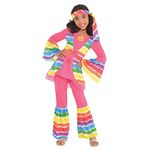 Amscan Disco 70's Party Pink Groovy Hippie Costume (2 Piece), 17.5" X 11.75", Multicolor