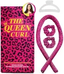 The Queen Curl Satin Headband for Heatless Overnight Curls & Frizz-Free Waves on All Hair Types | Sleep-In Hair Curlers with Hair Clip & Scrunchies (Pink Leopard)