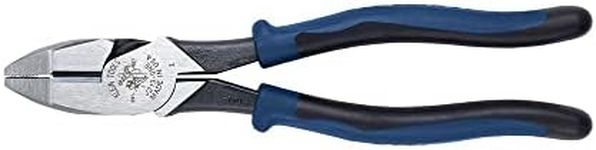 Klein Tools J213-9NE Side Cutter Linemans Pliers, Made in USA, High Leverage, 9-Inch, Streamlined Design, Color Coded