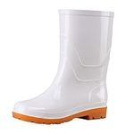 TIEVOSA Man rain Boots WoWear- Shoes Rain Men's Summer Garden Boots Outdoor Water Women's (White, 11)