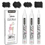 Chalk A licious 3x White Chalk Pens for Blackboards with 50 Black Labels - Liquid Chalk Markers - 1x(1mm,3mm,6mm) - Reversible Tips Bullet & Chisel