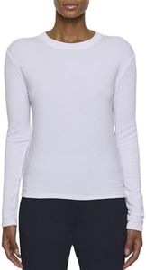 Bleusalt The Classic Crew | Women's Soft Long Sleeve T-Shirt | Refined Flattering Fit White 6