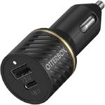 OtterBox Dual Port Fast Car Charger 30W, USB-A 12W + USB-C PD 18W, Car Charger for Smartphone and Tablet, Drop Tested, Rugged, Ultra Durable, Black