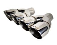 NETAMI 2.5" Inlet to 3.5" Quad Staggered Outlet Stainless Steel Exhaust Tip Double Wall Chrome Polish A Pair