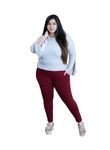 Keepfit Women's Slim Fit Ankle Length Plus Size Cotton Spandex Leggings with Zipper Pocket Maroon