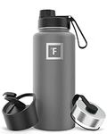 IRON °FLASK Sports Water Bottle - 32 Oz, 3 Lids (Spout Lid), Vacuum Insulated Stainless Steel, Modern Double Walled, Simple Thermo Mug, Hydro Metal Canteen