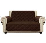 CHHKON Sofa Cover Waterproof with Anti-Skip Dog Paw Print 100% Quilted Furniture Protector Sofa Slipcover for Children, Pets for Leather Couch (Chocolate, Loveseat)