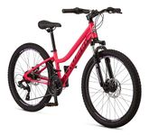 Schwinn High Timber ALX Youth/Adult Mountain Bike, Aluminum Frame and Disc Brakes, 24-Inch Wheels, 21-Speed, Coral