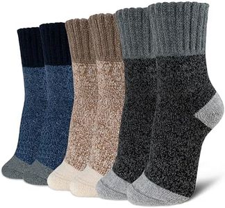 Time May Tell Womens Merino Wool Modern Socks Thick Knit Warm Cushion Wool-Socks-For-Women 2/3 Pack, Dark Grey/Brown/Blue/Multi(3 Pairs?, 5-9