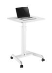 JIN OFFICE Height Adjustable Laptop Table Pnuematic|Sit Stand Laptop Table Desk with Lockable Wheels & Foot Pedal for Height Adjustment|Portable Standing Desk for Laptop