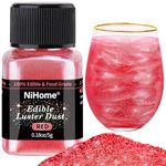 NiHome Edible Food-Grade Glimmer Powder Glitter Luster Dust Metallic Food Decorating Sprinkle Glimmery Dust for Drink Wine Beverage Cake Candy Dessert Bakery Restaurant Vegan (0.18oz/5g, Red)