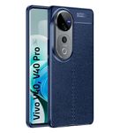 Golden Sand Leather Textured Back Cover Case for Vivo T3 Ultra, Vivo V40 / Vivo V40 Pro 5G Mobile Phone (Shockproof TPU | Midnight Blue)