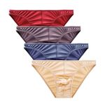 Men's Pants Thongs Underwear Trunk Satin Stretch Soft Briefs G-String 4 Pcs/pack (M, UK0805 Briefs)