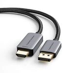 Active DP to HDMI Cable HDR 4K@60Hz 2K@144Hz 1080P@144Hz, CableCreation 8FT Unidirectional DisplayPort to HDMI Monitor Cable, DP 1.4 to HDMI Braided, Support Eyefinity Multi-Display, Alumium