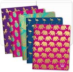 Elan Publishing Company Field Notebook/Journal - 8"x10" - Assorted Patterns Gold Foil - Lined - Pack of 5