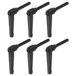 HARFINGTON 6pcs Adjustable Clamping Lever Handles M8 x 50mm Male Thread Bolt Knobs Rotating Screw Locking Quick Release Ratchet Push Button Handle, Black