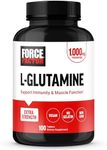 FORCE FACTOR L-Glutamine 1000mg Tablets, Glutamine for Muscle Recovery, Healthy Muscle Function, and Immunity, Vegan, Non-GMO, 100 Tablets