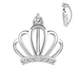 ZS 14G Crown Belly Button Rings for Women, 925 Sterling Silver Clicker Belly Barbell Piercing Reverse Curved Navel Bananabells Body Jewellry (Sliver-10mm)