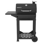 Nexgrill Premium Charcoal BBQ Grill, 22 inches Barbecue Grill, Charcoal Barrel, Outdoor Cooking, Side shelf, For Camping Patio Backyard, Black