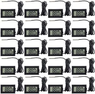 20 Pieces of Digital LCD Thermometers, Temperature Digital LCD Refrigerator Thermometers, Water Temperature, with Probes, in Fahrenheit.