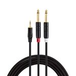 CableCreation 6Ft 3.5Mm 1/8" Trs To 2 X 6.35Mm 1/4" Ts Mono Y Cable Splitter Cable Compatible For Iphone, Ipod, Laptop, Cd Players, Power Amplifier, Mixer, Home Stereo Systems (1.8 Meters/Black)