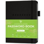 Legend Planner Password Book with Alphabetical tabs. Internet Address Keeper Logbook. Journal for Website Logins, Pocket 11x14.5cm (Black)