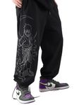 FADDY NATIVE Unisex Anime Joggers for Men and Women, Shadowkage Printed Anime Baggy Fit Track Pants - Black