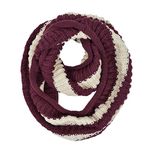 Premium Winter Knit Striped Infinity Loop Circle Scarf, Purple