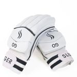 SLUGGER Cricket GO Men's Batting Gloves Left Handed Lightweight - PVC Material, White Leather - Enhanced Grip and Protection for Superior Performance | White & Black