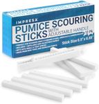 IMPRESA 12 Pack Pumice Chisel Sticks for Cleaning Toilet, Ovens, Grills, Sinks and Tiles - Includes Refillable Handle, Skinny Pumice Stone for Cleaning Small Spaces and Hard to Reach Areas