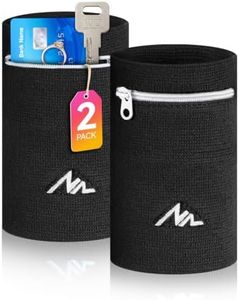 NEWZILL Wrist Wallet Wristband with Zipper - Cotton Sweatbands for Men & Women, Ideal for Running, Walking, Basketball, Football, Tennis, Hiking, Workout Black/White Large 2pcs