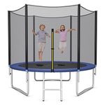 Giantex Trampoline, ASTM Approved 8 10 12 14 15 16Ft Trampoline for Adults Kids, Wear-Resistant Outdoor Large Recreational Trampoline w/Enclosure, Ladder (8 ft, Light Blue)