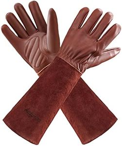 Acdyion Thorn Proof Gardening Gloves for Rose Pruning - Long Cowhide Leather with Forearm Protection Unisex(chocolate brown,Medium)