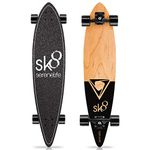 Complete Standard Skateboard Mini Cruiser - 8 Ply Canadian & Bamboo Maple Deck Complete Flat Concave Skate Board W/ 7" Aluminum Trucks - for Kids, Teens, Adults - SereneLife SL7SBBK (Black)