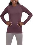 TCA Girls' SuperThermal Long Sleeve Performance Base Layer Running Training Top - Prune Marl, 8-10 Years