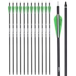 Archery 28Inch Carbon Arrow Practice Hunting Arrows with100 Grain Removable Tips for Compound & Recurve Bow(Pack of 12)