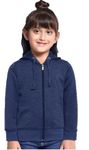 ADBUCKS Girls Cotton Hooded Neck Hoodie (Girls_Jacket_Parent_1_Melange Blue_9 Years-10 Years)