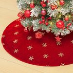 Lewondr Christmas Tree Skirt, 21in Tree Skirt for Pencil Tree with Snowflake, Soft Velvet Tree Skirt for Christmas Day, Christmas Decoration for Home Decor Party Shop, Red