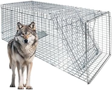 Large Foldable Humane Live Animal Trap Cage-51.1"x17.4"x18.9", Powder-Coated Alloy Steel Live Trap-Zip Ties -Coyote Cage for Raccoon/Capybara/Bobcat/Fox/Dog/Armadillo/Opossum/Stray Cat/Rabbit